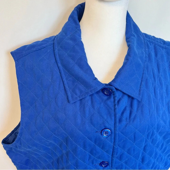 Drapers & Damons Blue Quilted Lined Button Down Collared Vest Womens Size 1X - Picture 3 of 12
